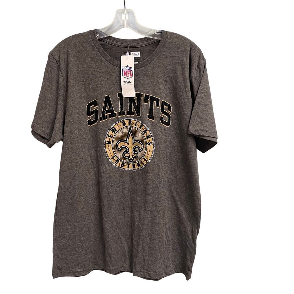 NFL Team New Orleans Saints Tee Flocked Logo Mens Size Large Short Sleeve